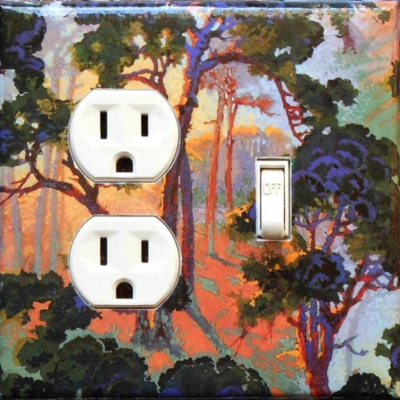 Art Nouveau DOUBLES Combos OUTLETS & Rocker Switch plates with MATCHING Screws Art Nouveau wall decoration Art Nouveau switch covers Morris #3 Trees OUTLET/ SW