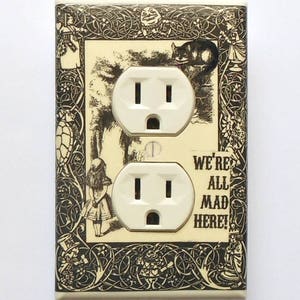 Alice OUTLET covers & Rocker plates MATCHING SCREWS- Alice in Wonderland bedroom Wonderland bathroom Alice outlet covers Alice switch covers