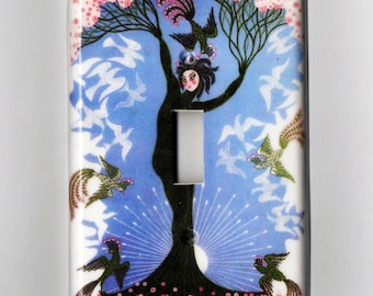 Erte Art Deco plates and MATCHING SCREWS- Art Nouveau floral print wall decor Art Nouveau switchplates Art Nouveau Outlet cover Erte prints