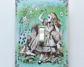 Your choice of framed designs- Alice in Wonderland switchplates with MATCHING SCREWS- Alice in Wonderland nursery prints Wonderland bedroom