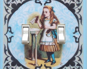 Wide selection DOUBLE plates & outlets MATCHING SCREWS- Alice Through the Looking Glass-  We're all mad here Alice in Wonderland switch
