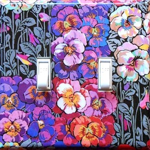 Art Nouveau DOUBLES Combos OUTLETS & Rocker Switch plates with MATCHING Screws Art Nouveau wall decoration Art Nouveau switch covers Morris #8 Pansy DBL SWITCH