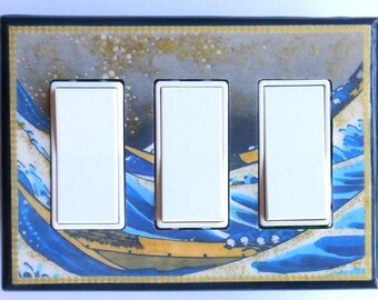 Japanese & Asian Switchplates and MATCHING SCREWS Asian art Japanese art Asian wall decor Asian art wall decor Oriental living room The Wave