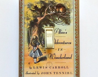 Your CHOICE of Alice in Wonderland Switchplates & MATCHING Screws- We're all mad Alice in Wonderland book Alice switch covers vintage text