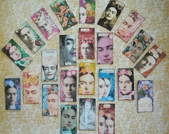 24 Art inspired Frida Kahlo STICKERS Frida jewelry shrines triptych Frida crafts frida art inspirational Frida Kahlo prints Frida art crafts