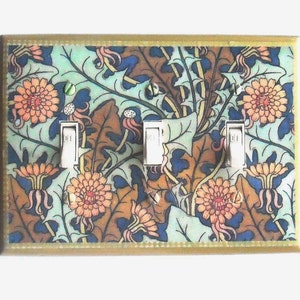 Art Nouveau DOUBLES Combos OUTLETS & Rocker Switch plates with MATCHING Screws Art Nouveau wall decoration Art Nouveau switch covers Morris #2 Marigolds TRPL SW