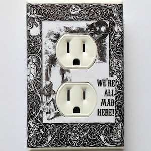 Alice switch plate covers & OUTLET COVERS- Alice switch plate covers Alice in Wonderland wall decorations Alice posters Alice vintage books