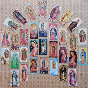 Our Lady of Guadalupe STICKERS- Domino and JUMBO sizes- Jewelry, shrines triptychs inspirational crafts Colorful Virgin Mary Catholic icons