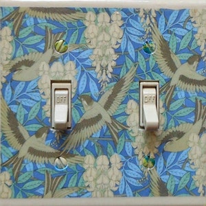 Art Nouveau DOUBLES Combos OUTLETS & Rocker Switch plates with MATCHING Screws Art Nouveau wall decoration Art Nouveau switch covers Morris #7- Birds DBL SWITCH