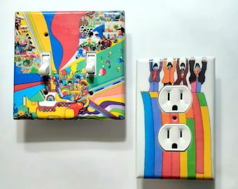 Outlet Covers & Switch plates in lookalike SETS- MATCHING SCREWS Beatle collectibles Beatle posters Beatle Yellow Submarine Beatle photos