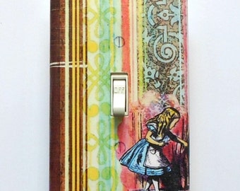 My ORIGINAL Designs of Alice in W. switch covers & MATCHING SCREWS- Alice wall plates Wonderland bedroom wall decor vintage Alice wall decor