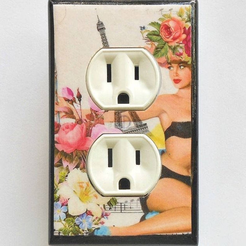 Newest PIN UP Switch plates Outlets & ROCKERS Retro pinup art wall decoration pinup poster light switch covers pin up wall decor rockabilly Paris OUTLET COVER