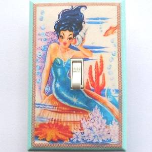 Retro Mermaid wall plates MATCHING SCREWS Mermaid pinup mermaid wall art decoration mermaid switch cover vintage mermaid retro mermaid decor