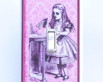 SALE 7.50 Line  of Alice Outlet & switch plates with MATCHING SCREWS- Alice in Wonderland nursery art decorations Alice plate Alice wall art