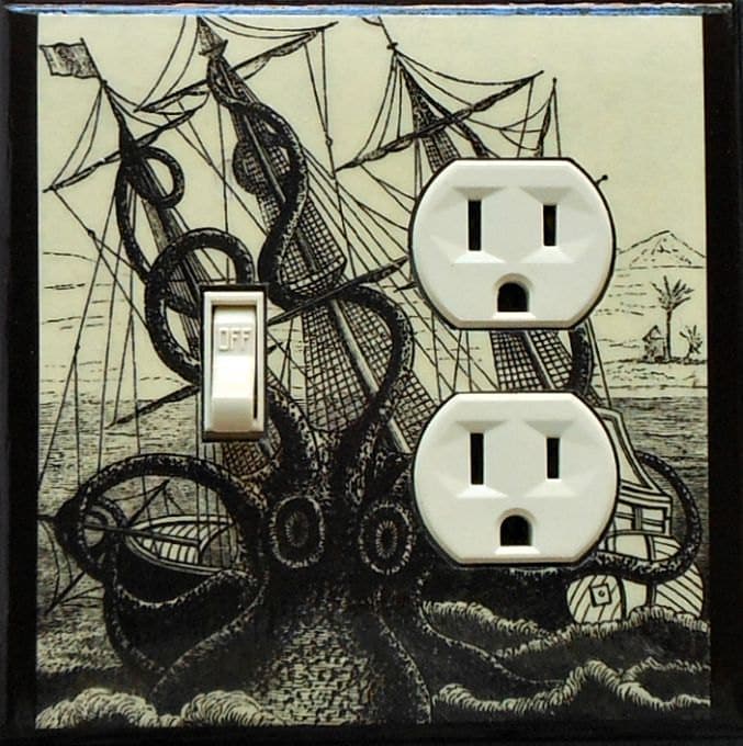 Nautical Plates and MATCHING SCREWS Octopus wall decor Kraken Etsy