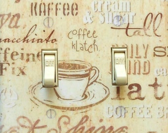 Cup of Coffee & Kitchen theme Switch plates with MATCHING SCREWS- Kitchen light switch coffee art switchplate kitchen wall decor dining room