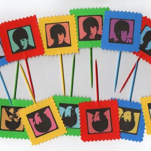 The BEATLES Party Toppers & NAME TAGS- for Cupcakes Beatle decorations Beatle party cupcake decorations Beatle birthday party decor cupcakes