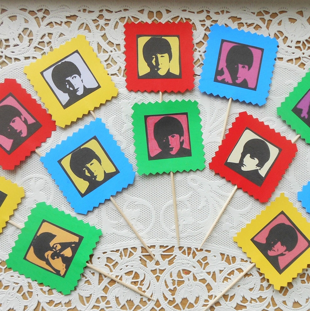 The BEATLES Party Toppers & NAME TAGS for Cupcakes Beatle Decorations