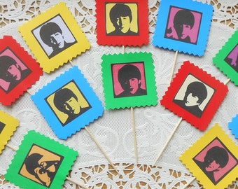 The BEATLES Party Toppers & NAME TAGS- for Cupcakes Beatle decorations Beatle party cupcake decorations Beatle birthday party decor cupcakes