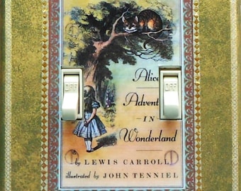 Alice in Wonderland SWITCH PLATES & MATCHING Screws Book covers Alice text Alice in Wonderland book Through the Looking Glass art book cover