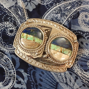 Vintage men&#39;s collectible belt buckles turquoise Lapis lazuli silver and stainless steel fairy belt buckle  men&#39;s buckle men&#39;s jewelry