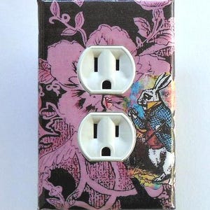 Many CHOICES- Pink Outlet covers Alice in Wonderland outlet cover Alice rocker plate Alice in Wonderland collectibles electric outlet covers