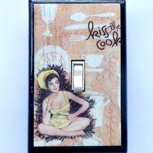 Pin up Switches & LARGE STICKERS pinup girl bathroom pinup art exercise pinup gag switch adult wall art Pinup Cell Phone STICKERS laminated #6 Kiss the Cook