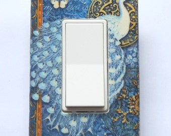Peacock Switch plates & Rockers- MATCHING SCREWS- peacock wall decorations peacock switch plate peacock wallpaper peacock art peacock prints