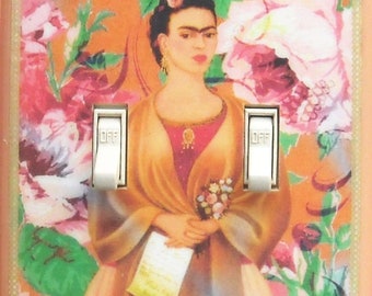 Your choice of Frida Double switchplates with MATCHING SCREWS Frida altered art Frida photos Frida art print Frida light switch cover plates