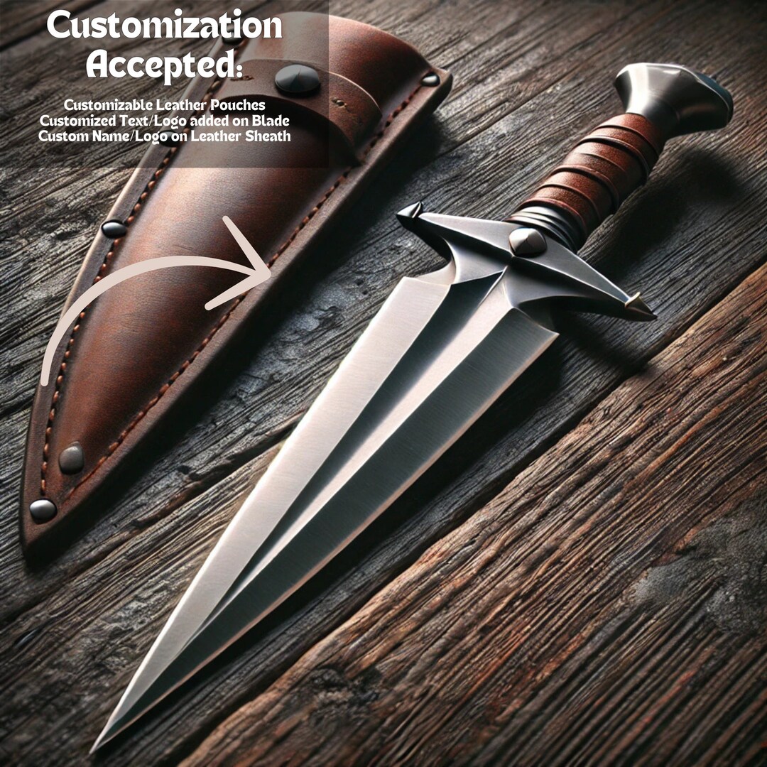 Customizable Medieval Double-edged Dagger Engraved Blade, Personalized ...