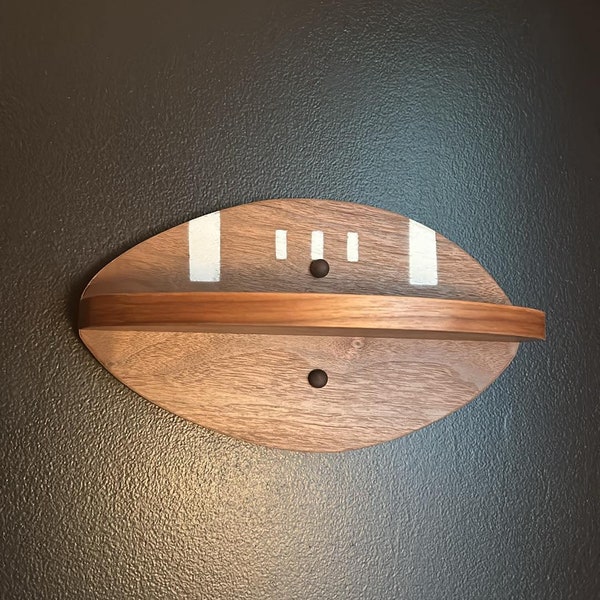 Handcrafted Walnut Football Shelf: Sports Den Decor