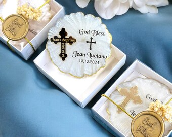 SEALED Baptism Favors for Guests, Personalized Sealed Epoxy Resin Magnet, Baptism Gifts, Mi Bautizo, First Confirmation, Custom Gold Cross