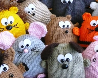 Peter&#39;s Pals - hedgehog dog lion tiger horse pig elephant hamster rabbit mouse bear beaver - INSTANT DOWNLOAD PDF Knitting Pattern