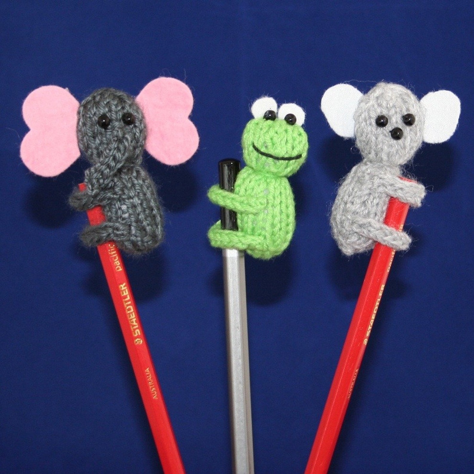 Animal Pencil Toppers INSTANT DOWNLOAD PDF Knitting Pattern Etsy