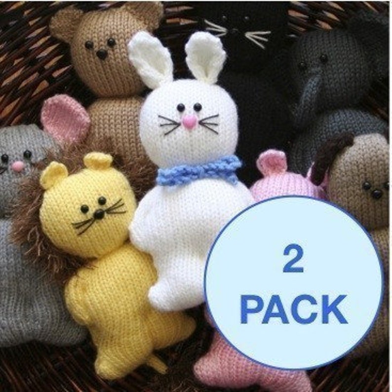 Chubbies 2 pack animals and people INSTANT DOWNLOAD PDF Knitting Pattern image 1