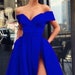 Royal Blue Plunge High Split Evening Gown Formal Dresses main image 1