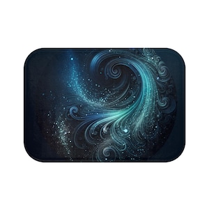 Decorative Bath Mat with Swirling Ocean Design, Soft Bathroom Rug, Anti-Slip Mat for Relaxing Spa Vibe, Ideal Gift for Home Decor