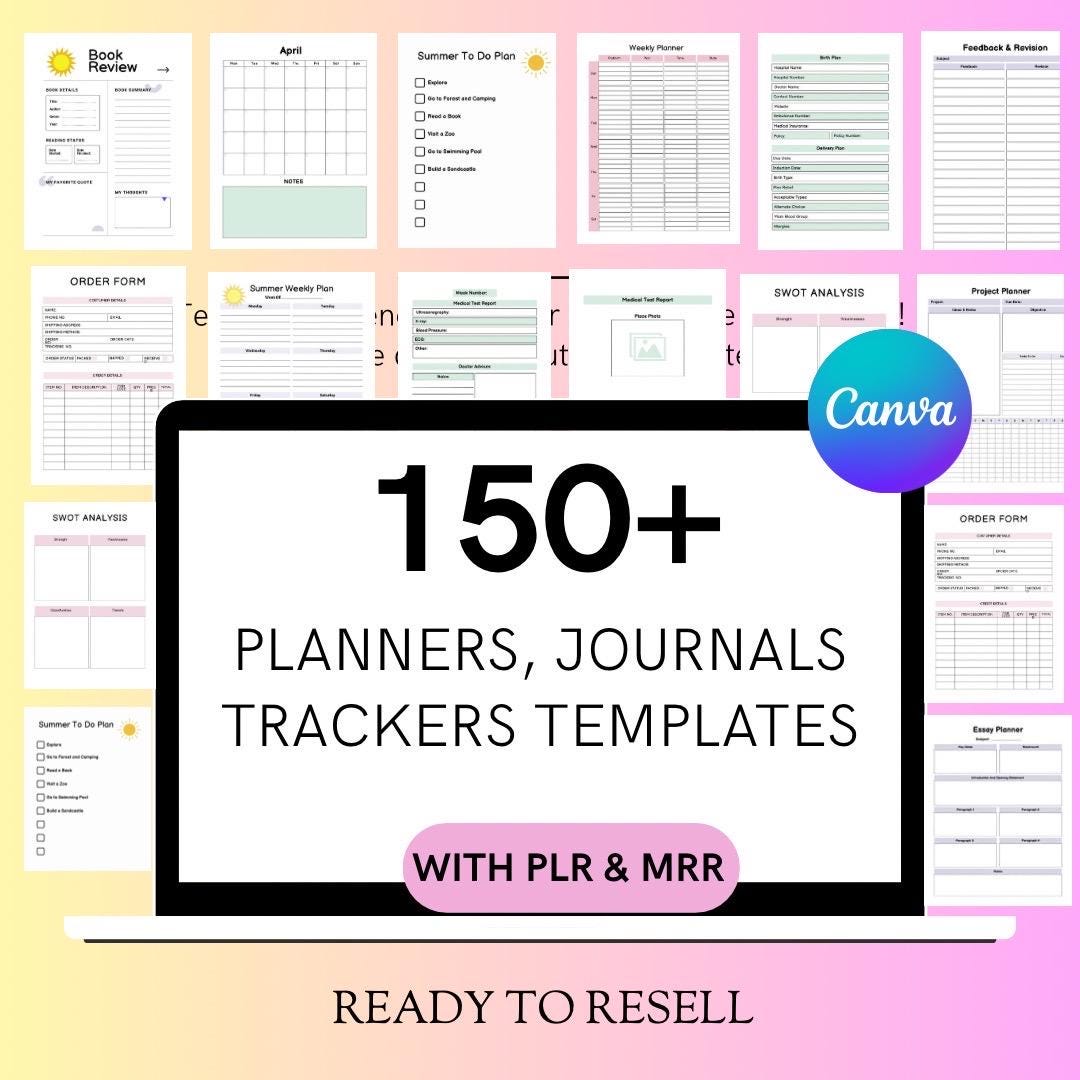 150+ Digital Planners & Journals Bundle | Editable Canva Templates With ...