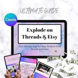 Editable Canva Template | Printable PLR | Make Money on Etsy & Threads | Digital Product Guide | Resell Rights for Beginners