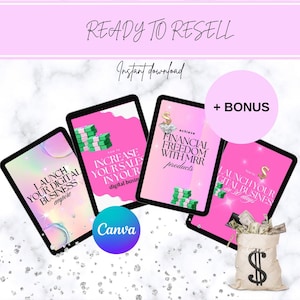 Done-for-You eBook & Course Bundle | PLR/MRR Canva Templates in Pink | Faceless Passive Income Guide with Master Resell Rights to Boost Sale
