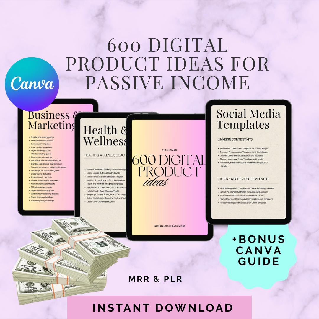 Digital Product Ideas PLR Ebook & Course | DFY Canva Templates for ...