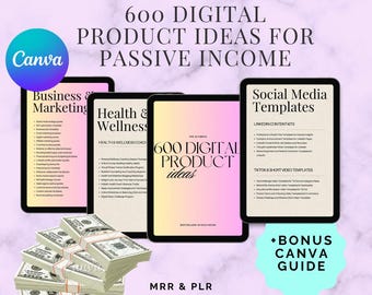 Pomysły na produkty cyfrowe – eBook i kurs PLR | Szablony DFY Canva dla pasywnego dochodu | Edytowalny przewodnik z prawami Resell Master