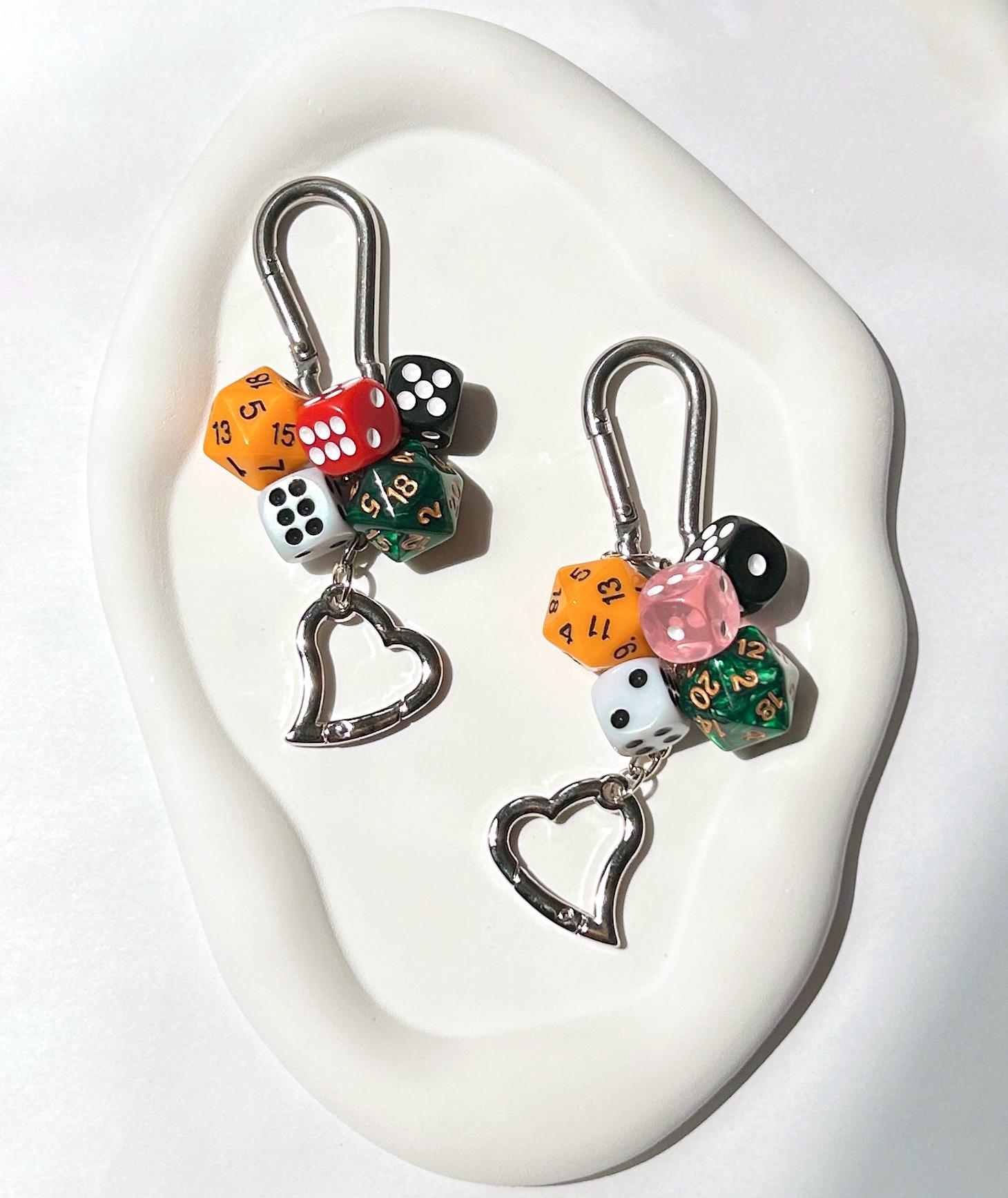 xbiez Portachiavi unico con ciondolo a forma di dado, comodo set di cubi, ornamento elegante per borse, Argento Antico 3