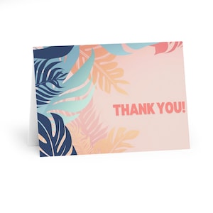 Cartes de remerciement fleurs tropicales pastel (paquet de 5)
