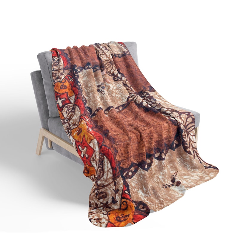 Tongan Ngatu Design Fleece Sherpa Blanket Etsy Australia