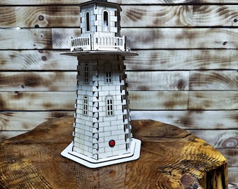 DIY maritimes Leuchtturm Modell mit Motor & LED Licht - Laser Cut Digital Download