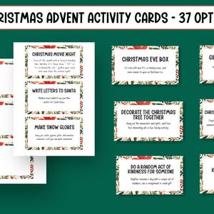 Weihnachts Adventskarten Pack | 37 Beschäftigungsideen | Ferienaktivitäten für Familien und Kinder | Weihnachtskalender | Adventskarten Download | PDF-Datei
