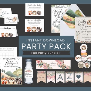 Inviti per baby shower nel bosco, tema riccio neutro modificabile, pacchetto baby shower autunnale, pacchetto cartelli giochi, pacchetto stampabile HHBS