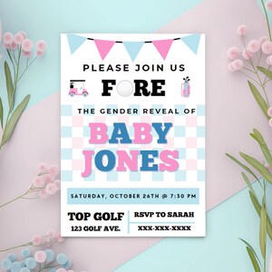 Gender Reveal Invitation Template, Boy or Girl Baby Party Invite, Gender Reveal Editable Printable Download, Pink or Blue Invitation, GRBG