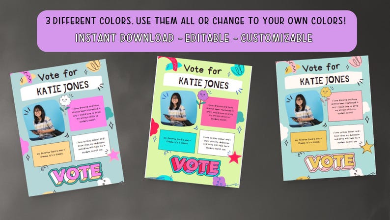 Cute Voting Roster Cute Doodle Student Council Poster, Class President, School Campaign ...